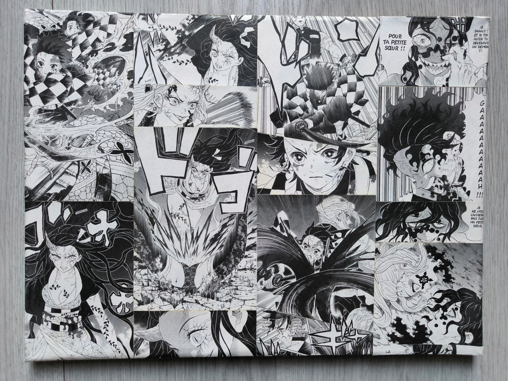 Tableau Manga - Demon slayer – Nezuko x Tanjiro vs Daki x Guytaro fait main