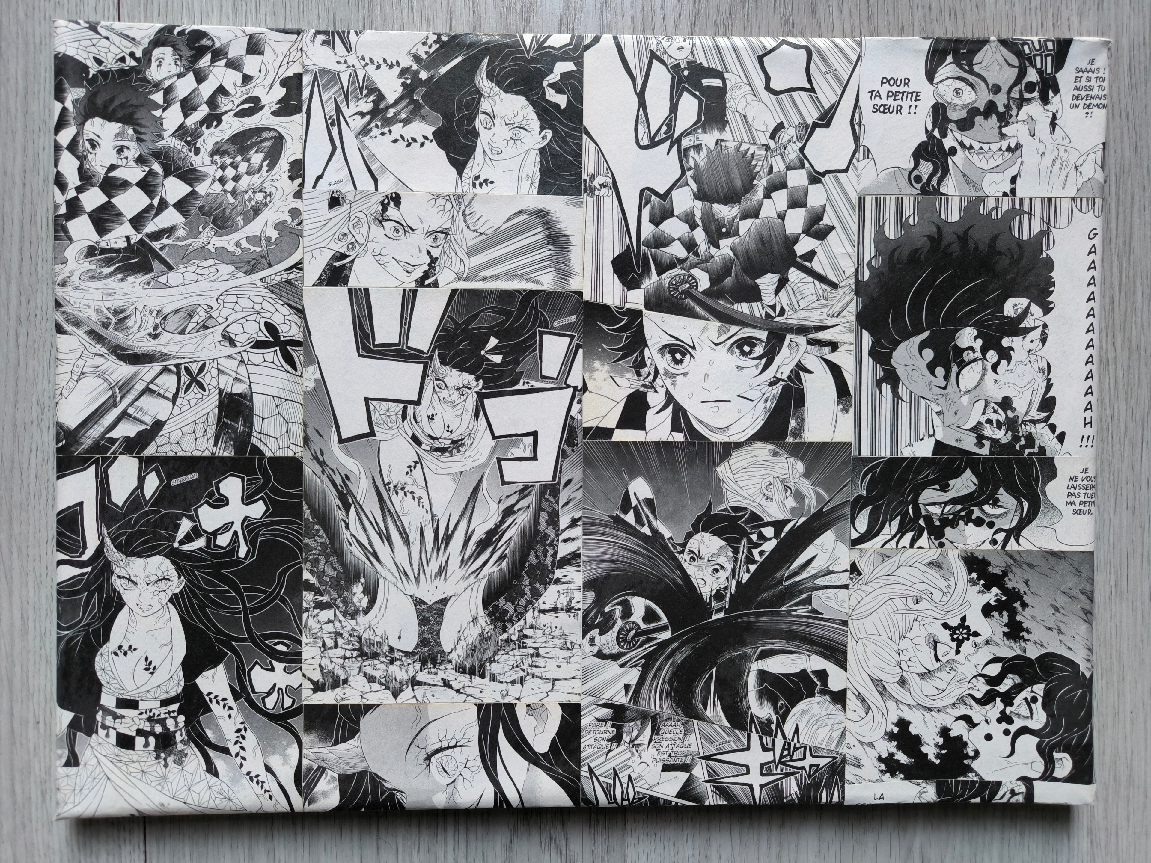 Tableau Manga - Demon slayer – Nezuko x Tanjiro vs Daki x Guytaro fait main